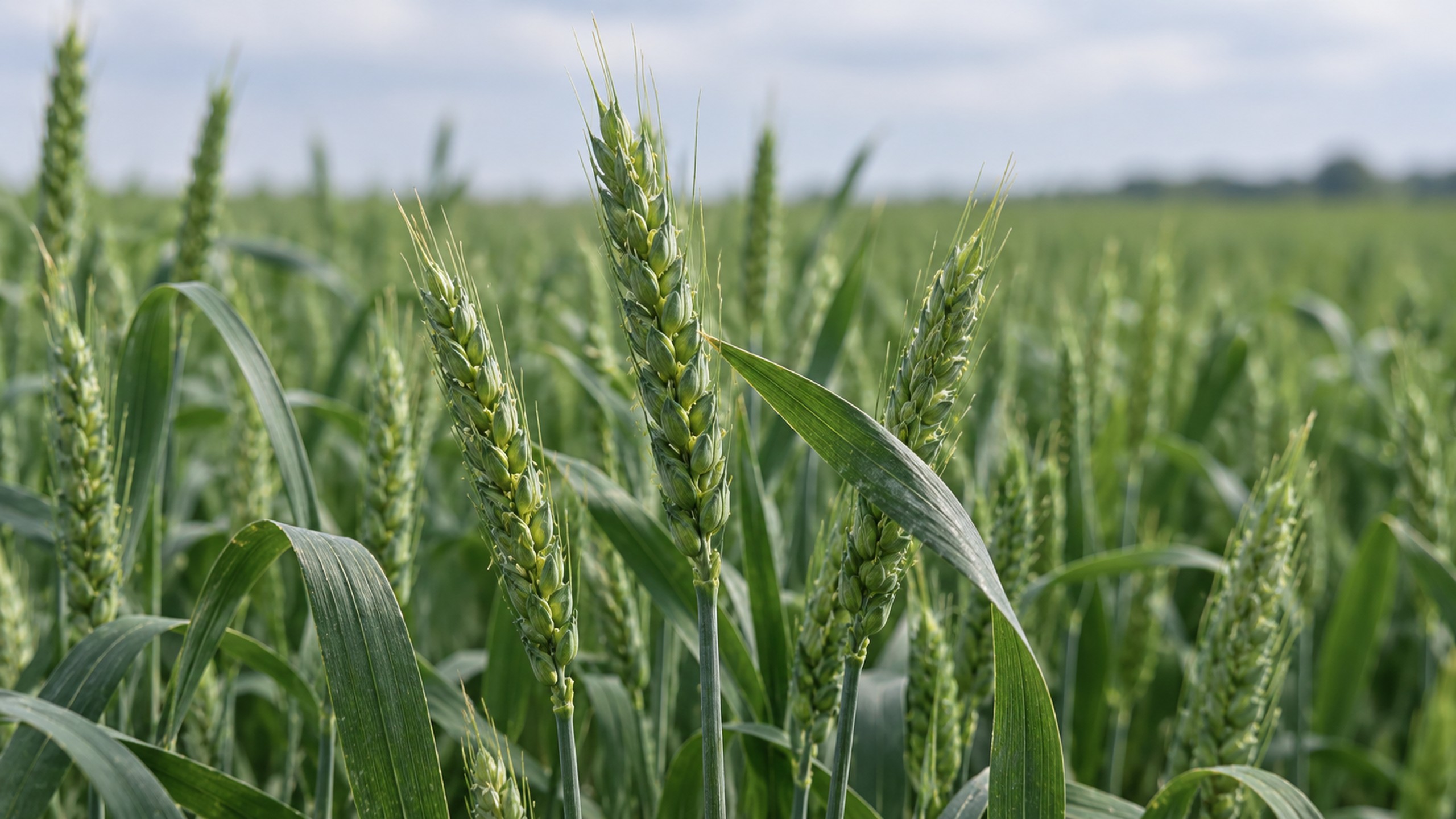 Poglądowa ilustracja zielonej pszenicy (Triticum aestivum)
